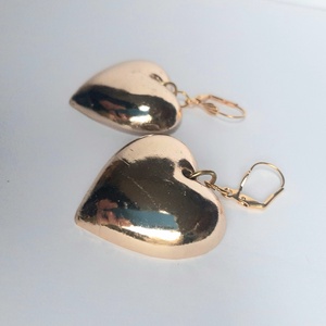  Arany szív fülbevaló - ékszer - fülbevaló - lógó fülbevaló - Meska.hu