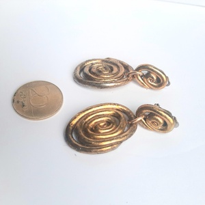  Arany spirál lógós klipsz - ékszer - fülbevaló - klipsz - Meska.hu