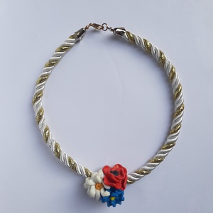 Mezei csokor nyakék selyemzsinóron - ékszer - nyaklánc - statement nyaklánc - Meska.hu