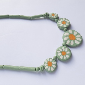 Millefiori margaréta mintás nyaklánc, Esküvő, Ékszer, Nyaklánc, Ékszerkészítés, Gyurma, MESKA