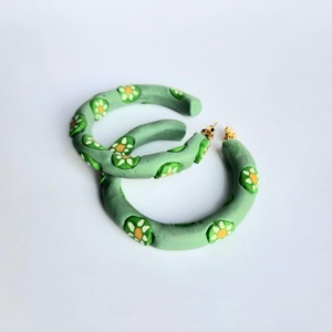 Millefiori margaréta mintás karika fülbevaló, Ékszer, Fülbevaló, Karika fülbevaló, Ékszerkészítés, Gyurma, MESKA