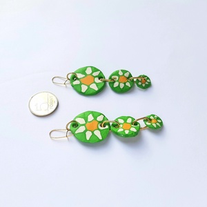 Millefiori margaréta mintás hosszú fülbevaló - ékszer - fülbevaló - lógó fülbevaló - Meska.hu