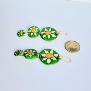 Millefiori margaréta mintás hosszú fülbevaló - ékszer - fülbevaló - lógó fülbevaló - Meska.hu