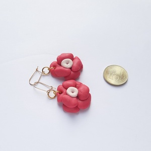 Pink virág fülbevaló, Esküvő, Ékszer, Fülbevaló, Ékszerkészítés, Gyurma, MESKA
