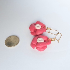 Pink virág fülbevaló - esküvő - ékszer - fülbevaló - Meska.hu