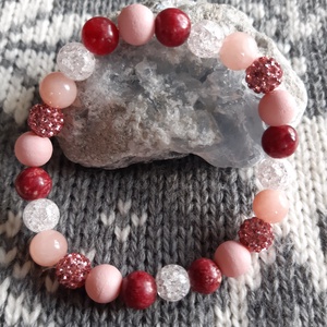 Ünnepi bordó Achát karkötő Shamballa gyönggyel, Ékszer, Karkötő, Gyöngyös karkötő, Ékszerkészítés, Meska