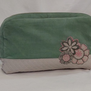 Zöld virágos neszesszer, Táska & Tok, Neszesszer, Varrás, MESKA