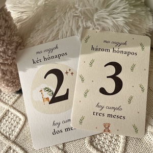 Magyarspanyol letölthető, nyomtatható mérföldkő kártya, fiú zöld szivárvány digitális PDF (Tarjetas de hitos bilingües) - művészet - grafika & illusztráció - digitális - Meska.hu