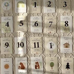 Magyarspanyol letölthető, nyomtatható mérföldkő kártya, fiú zöld szivárvány digitális PDF (Tarjetas de hitos bilingües) - művészet - grafika & illusztráció - digitális - Meska.hu