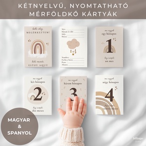 Magyarspanyol letölthető, nyomtatható mérföldkő kártya, fiú lány unisex (Tarjetas de hitos bilingües) - Meska.hu