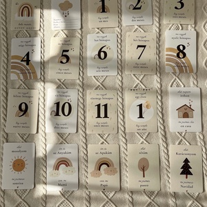 Magyarspanyol letölthető, nyomtatható mérföldkő kártya, fiú lány unisex (Tarjetas de hitos bilingües) - művészet - grafika & illusztráció - digitális - Meska.hu