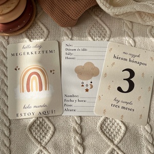 Magyarspanyol letölthető, nyomtatható mérföldkő kártya, fiú lány unisex (Tarjetas de hitos bilingües) - művészet - grafika & illusztráció - digitális - Meska.hu