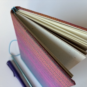 Narancs, pink, türkiz színátmenetes textilborítós füzettartó, füzetborító, traveller's notebook, A/5, keménytáblás - otthon & életmód - papír, írószer - könyv- és füzetborító - Meska.hu