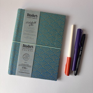 Kék-türkiz Sekai textilborítós traveller's notebook, A/5, füzettartó, füzetborító, keménytáblás - Meska.hu