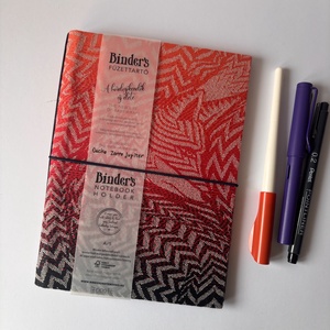 Másik piros-fekete rókás textilborítós traveller's notebook, A/5, füzettartó, füzetborító, keménytáblás - Meska.hu