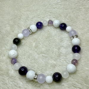 Ásvány karkötő - Lila - ékszer - karkötő - ásványkarkötő - Meska.hu