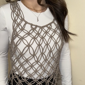 Makramé top - Moonlace/Holdcsipke - ruha & divat - női ruha - póló, felső - Meska.hu