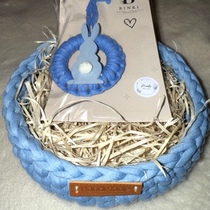 Kék nyuszis kosár csomag, Otthon & Életmód, Dekoráció, Húsvéti asztaldíszek, Horgolás, MESKA