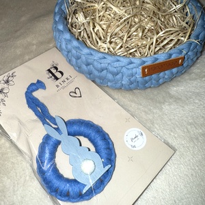 Kék nyuszis kosár csomag - otthon & életmód - dekoráció - húsvéti asztaldíszek - Meska.hu