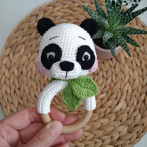 Panda maci csörgő, rágóka - Meska.hu