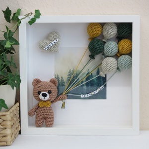 Horgolt, névreszóló MACI babaköszöntő kép, keresztelőajándék, babaszoba dekoráció - Meska.hu