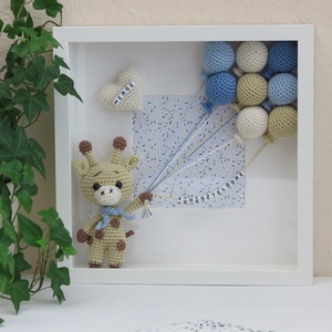 Horgolt, névreszóló ZSIRÁF babaköszöntő kép, babaszoba dekoráció - játék & sport - keresztelőajándékok - Meska.hu