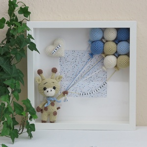 Horgolt, névreszóló ZSIRÁF babaköszöntő kép, babaszoba dekoráció, Játék & Sport, Keresztelőajándékok, Horgolás, MESKA