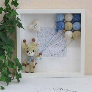 Horgolt, névreszóló ZSIRÁF babaköszöntő kép, babaszoba dekoráció - játék & sport - keresztelőajándékok - Meska.hu