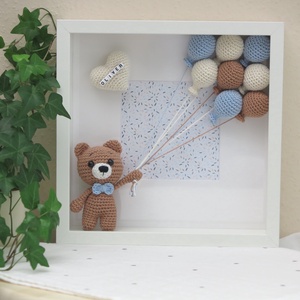 Horgolt, névreszóló MACI babaköszöntő kép, keresztelőajándék, babaszoba dekoráció - Meska.hu