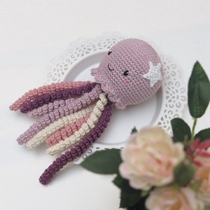 Horgolt vintage rózsaszín polip - baba - mama - babalátogató ajándékcsomag - Meska.hu