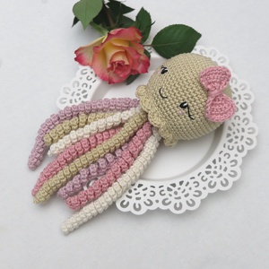 Horgolt homok polip masnival újszülötteknek - Bababarát alvóka (100% pamut) - játék & sport - plüssállat & játékfigura - polip, medúza - Meska.hu