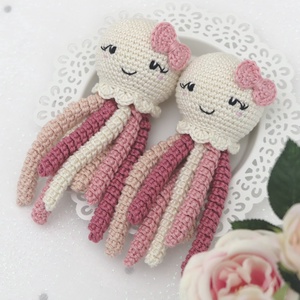 Horgolt krém PICi polip koraszülötteknek � Bababarát korapolip újszülötteknek (100% pamut) - baba - mama - baba játékok - szundikendő, alvóka - Meska.hu