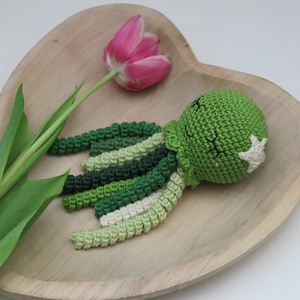 Horgolt zöld PICi polip, korapolip, Baba - mama, Baba játékok, Szundikendő, alvóka, Horgolás, MESKA