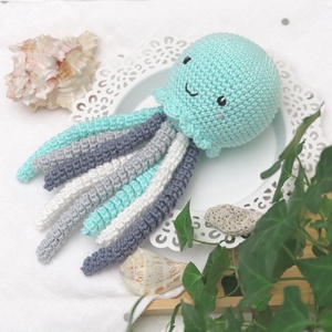 Horgolt menta polip alvóka babajáték, Baba - mama, Babalátogató ajándékcsomag, Horgolás, MESKA