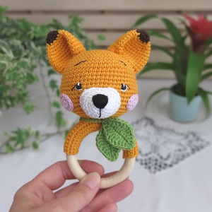 Horgolt róka csörgő � bababarát, hímzett szemmel (narancs), Baba - mama, Baba játékok, Csörgő, Horgolás, MESKA