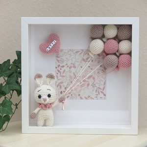 Horgolt, névreszóló NYUSZI babaköszöntő kép, keresztelőajándék, babaszoba dekoráció - Meska.hu