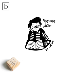 Ex libris pecsét, személyre szabható bélyegző, könyv nyomda - Olvasó fiú, Könyv & Zene, Ex libris pecsét, , MESKA