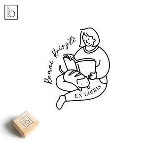 Ex libris pecsét, személyre szabható bélyegző, könyv nyomda - Olvasó lány cicával, Könyv & Zene, Ex libris pecsét, , MESKA