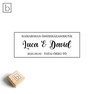 Esküvői pecsét, személyre szabható bélyegző névvel, dátummal, helyszínnel, jegyespár nyomda - otthon & életmód - papír, írószer - pecsétek - pecsétnyomó, bélyegző - Meska.hu