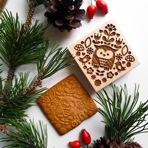 Skandináv stílusú bagoly sütipecsét - Mézeskalácshoz és spekulatius kekszhez - otthon & életmód - konyhafelszerelés, tálalás - sütés, főzés - sütidísz - Meska.hu