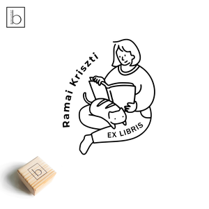 Ex libris pecsét, személyre szabható bélyegző, könyv nyomda - Olvasó lány cicával, Könyv & Zene, Ex libris pecsét, , MESKA
