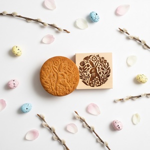 Nyuszi virággal sütipecsét - Linzerhez, mézeskalácshoz, spekulatius kekszhez - otthon & életmód - konyhafelszerelés, tálalás - sütés, főzés - sütidísz - Meska.hu