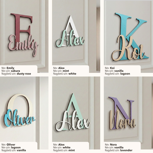 Egyedi fa névtábla  - személyre szabott gyerekszoba és babaszoba ajtódísz - otthon & életmód - dekoráció - ajtó- és ablak dekoráció - ajtótábla - Meska.hu