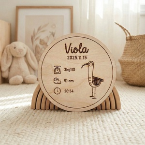 Baba emléktábla fából, babaszoba dekor, ajándék születésre, babafotózáshoz kiegészítő - Meska.hu