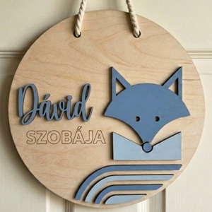 Egyedi ajtódísz, állatfigurás névtábla ajtóra, rókás névtábla, kreatív fotózási kellék, Otthon & Életmód, Dekoráció, Ajtó- és ablak dekoráció, Ajtódísz & Kopogtató, , MESKA