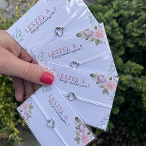 Koszorúslány felkérő zsinór karkötő kísérőkártyával - Meska.hu