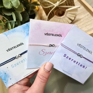 Végtelen jel medálos zsinór karkötő kísérőkártyával - Meska.hu