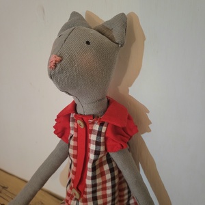 Játék textil cica kockás ruhában - játék & sport - baba & babaház - baba - Meska.hu