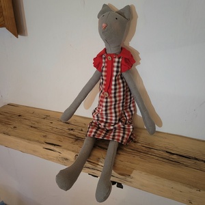 Játék textil cica kockás ruhában - játék & sport - baba & babaház - baba - Meska.hu