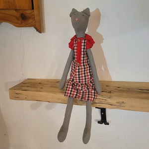 Játék textil cica kockás ruhában - játék & sport - baba & babaház - baba - Meska.hu